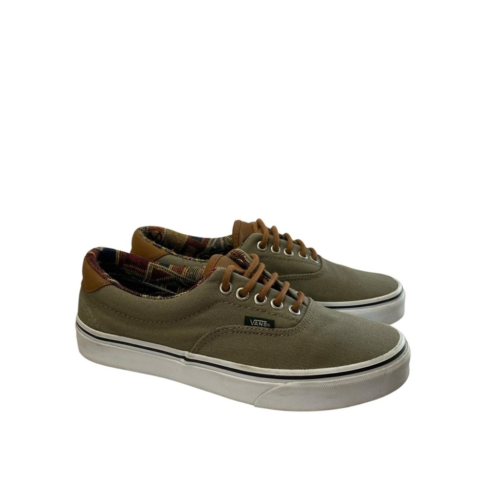 Vans Of The Wall Boho Era 59 Canvas Leather Trim Sneakers Womens 8.5 Green Olive